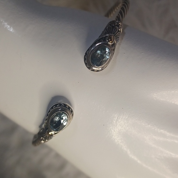Bali Designs by Paul Manse Sterling Silver Blue Topaz Hinged Cuff NEW - Picture 2 of 8